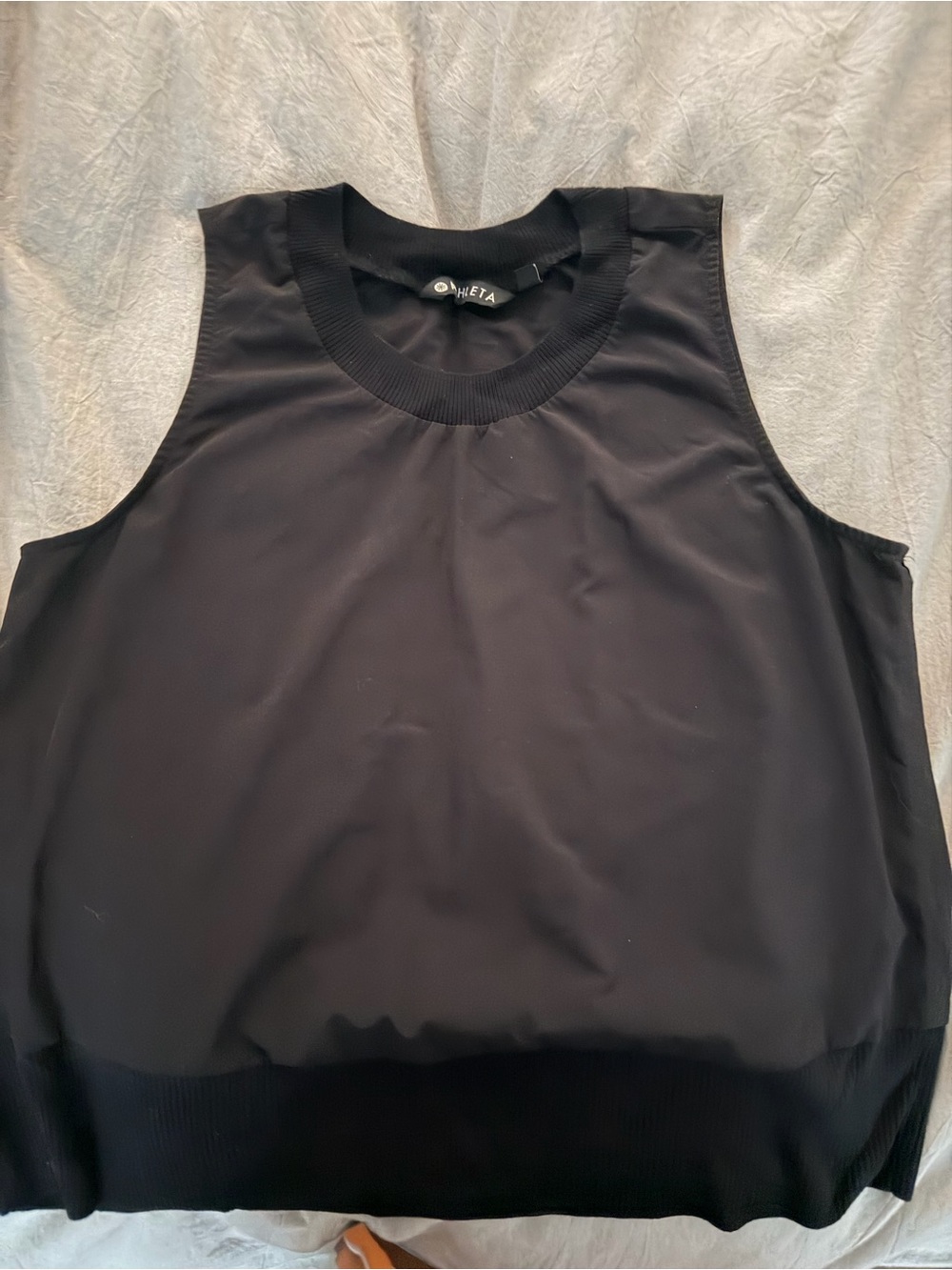 Athleta Black Ribbed-Neck Sleeveless Tank